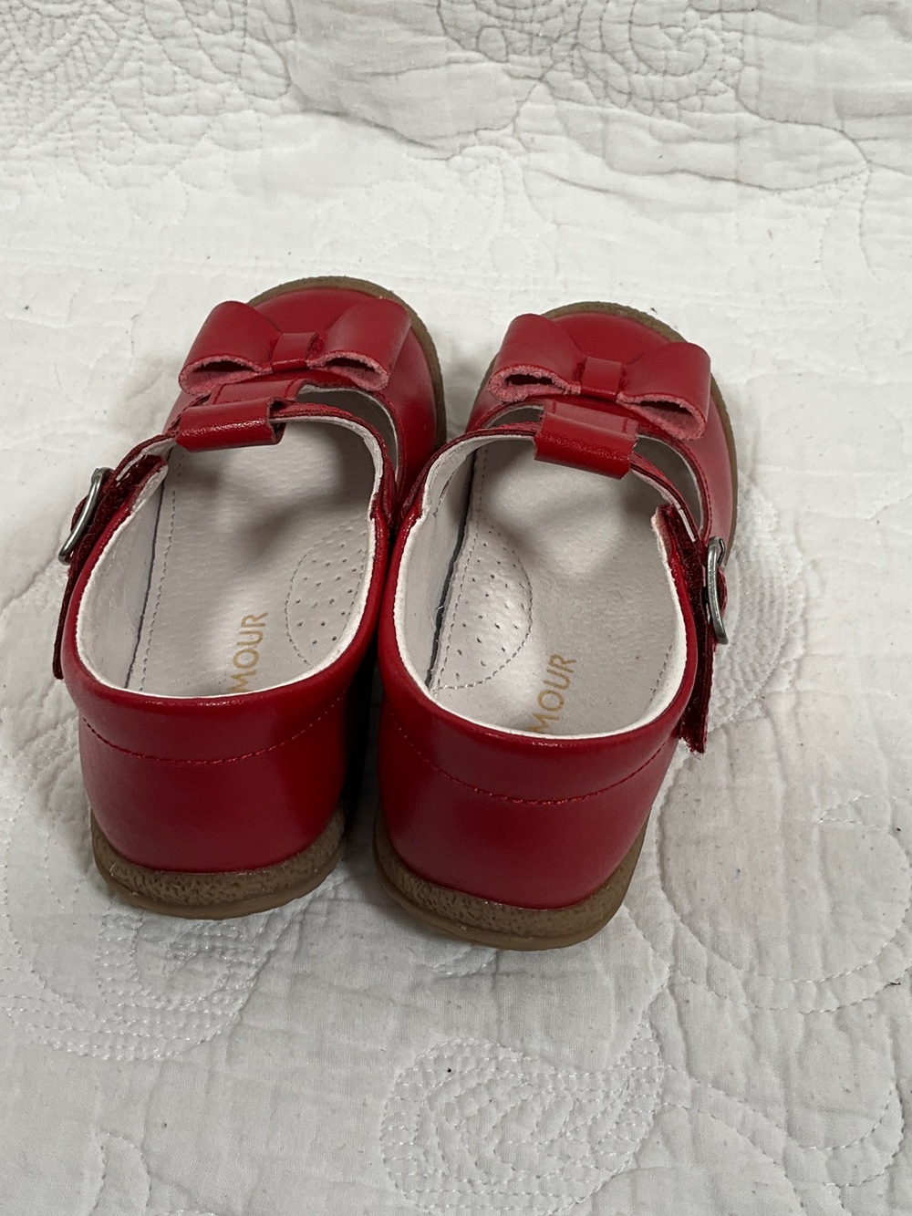 L'Amour Red T-Strap Mary Jane with Bow Accent - Picture 3 of 3